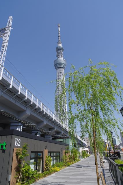 東京スカイツリーの存在感と心地よい散策路。