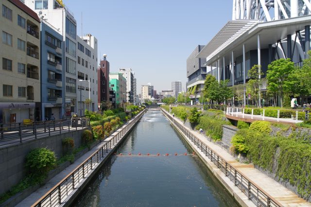 西側、直線の川が伸びます。