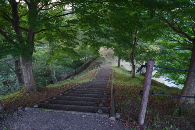 北側から降りる道。