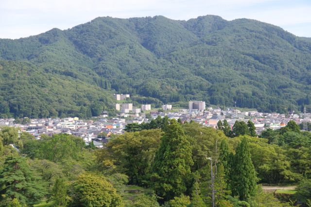 東側の街並み。