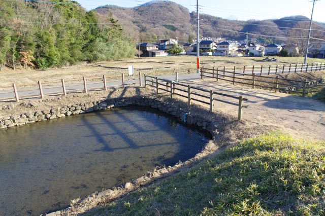 虎口部分、水堀と橋。