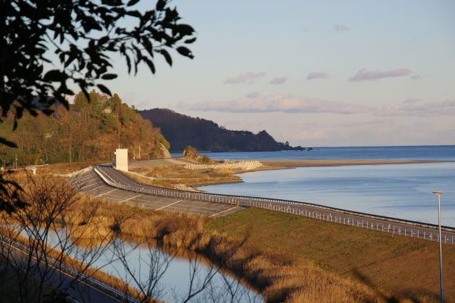 周辺は新しい堤防道。