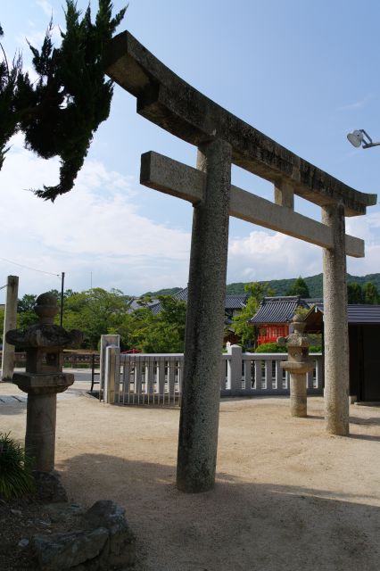 ここから鳥居をくぐり一旦道路に出ます。