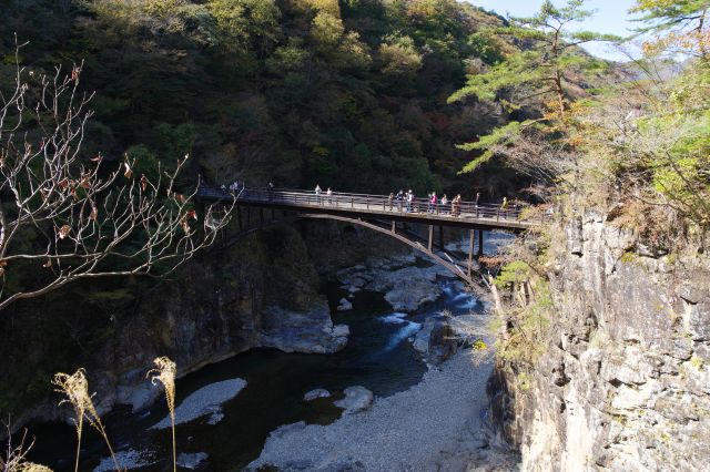 川の方には虹見橋があります。