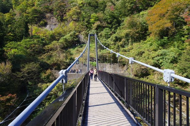 橋を渡る先は自然の中。