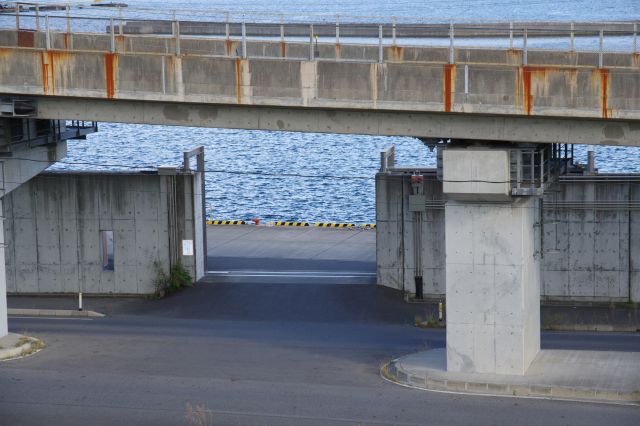 海沿いをくまなく巡る防潮堤、一部門があります。