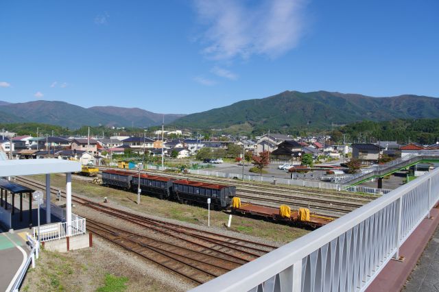 北側の風景。ホームの先に線路が並びます。