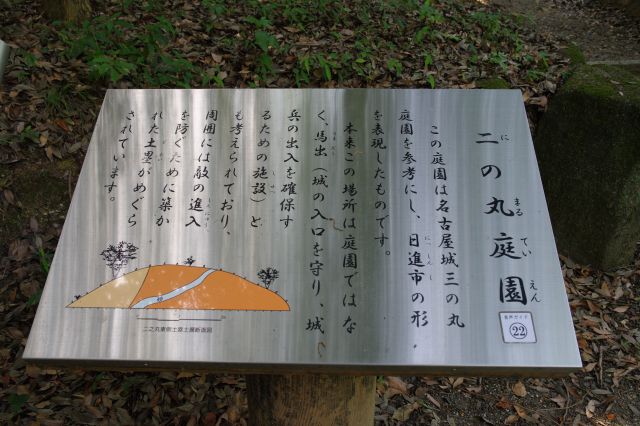 二の丸庭園の解説。本来は馬出。