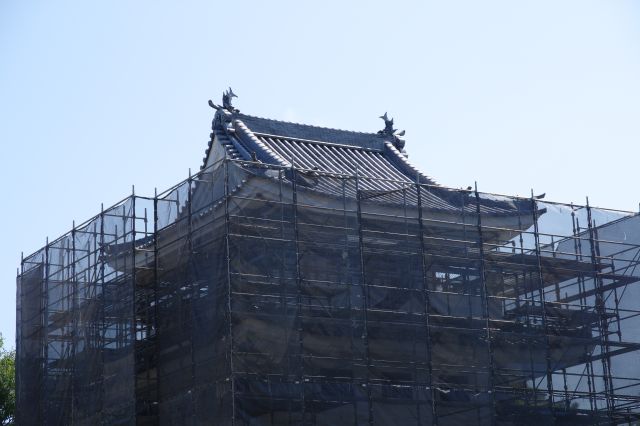 屋根部分だけ見えます。展望台は眺望が良いようです。
