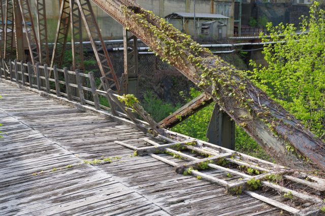 橋自体の柵も木製で弱そうです。