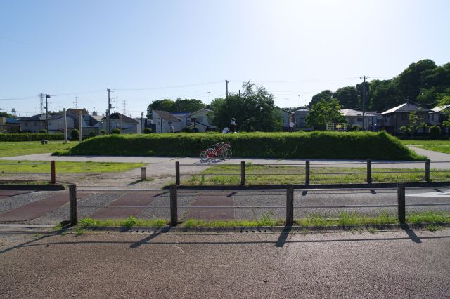 道路の先に金堂跡の基壇があります。