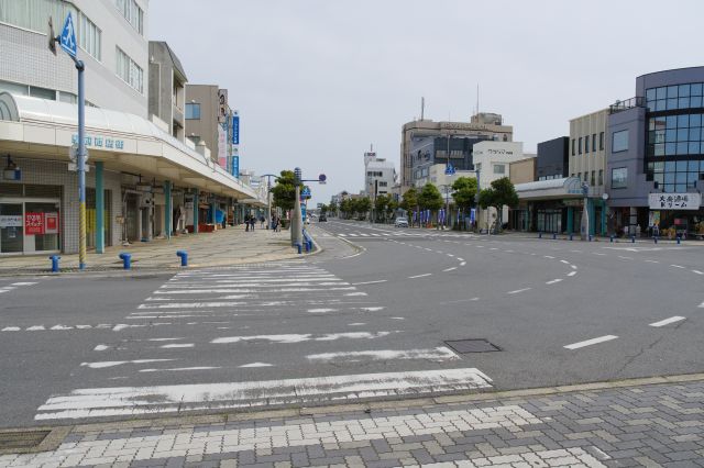 広いシンボルロードの先は利根川に突き当たります。