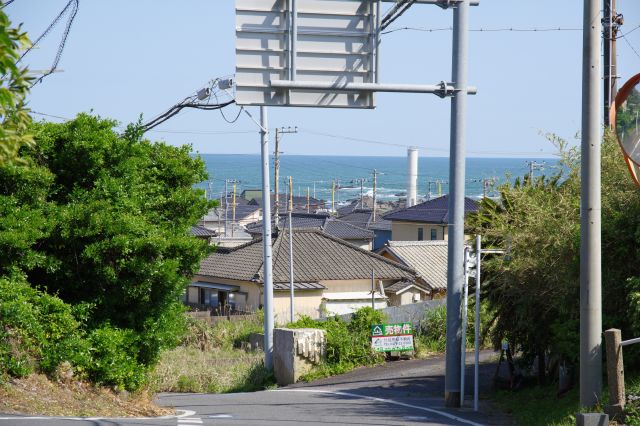 下り始める林から海が見えて波の音が聞こえ始めます。